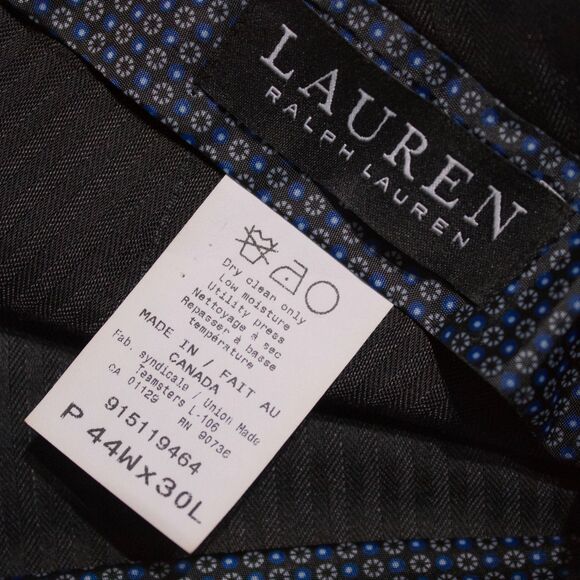 Ralph Lauren Ultraflex Classic Fit Black Wool Blend Flat Front Pant Men Sz 44x30 - Picture 8 of 11